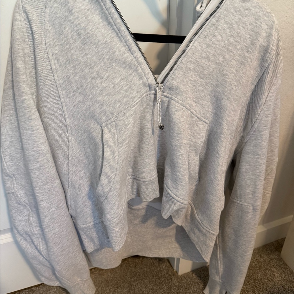 LULULEMON grey cropped scuba hoodie size XL/XXL